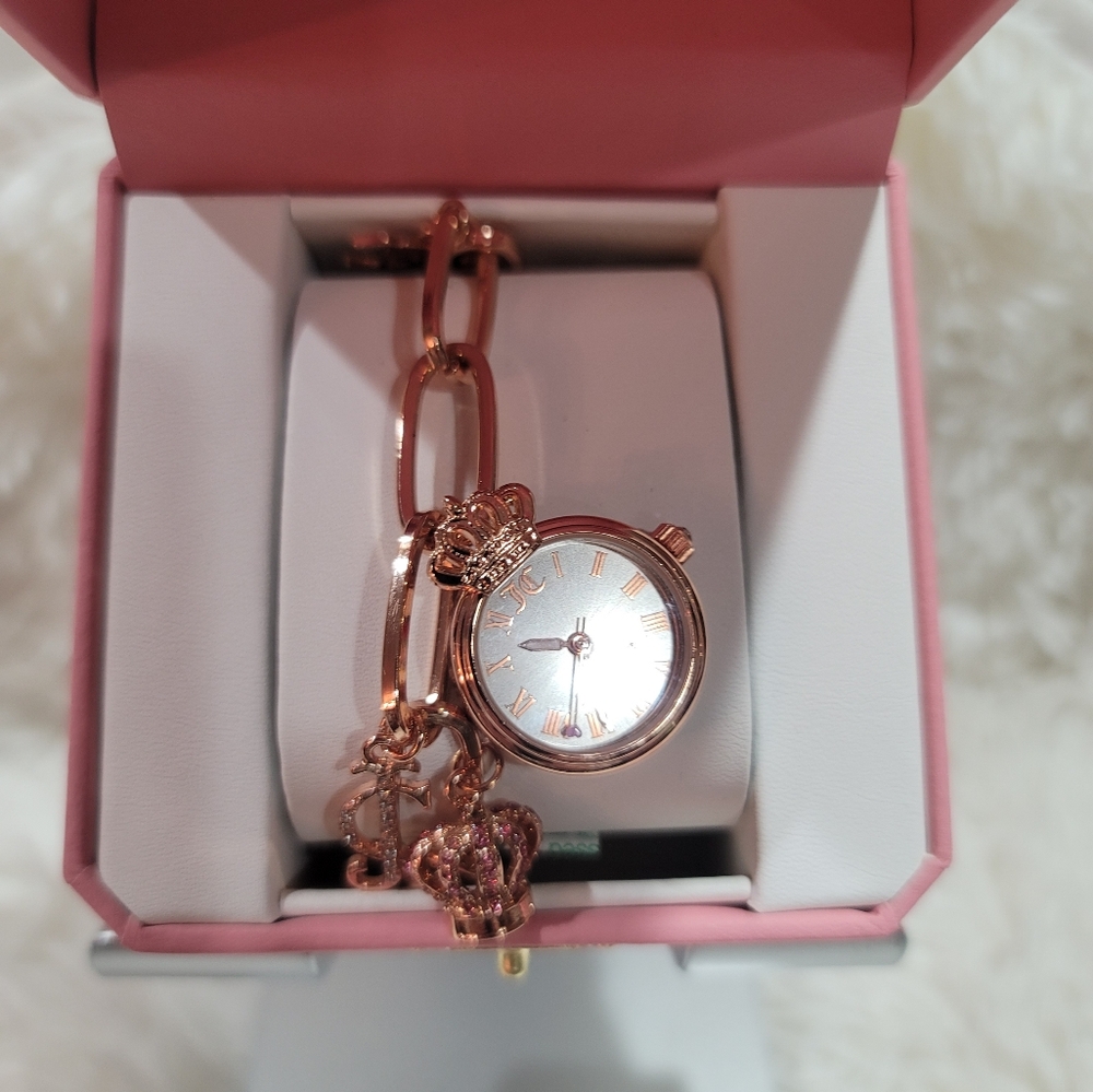 Juicy Couture Hanging Charm Watch Rose Gold Tone Brand New
